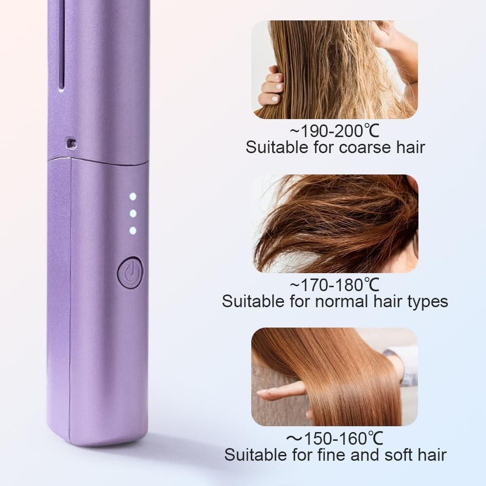 Meneflix Portable Mini Hair Straightener Cordless Rechargeable Mini Adjustable Hair Straightener Hot Comb - Zynocruze