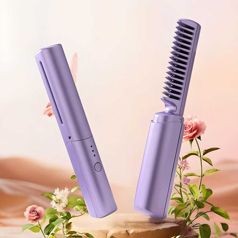 Meneflix Portable Mini Hair Straightener Cordless Rechargeable Mini Adjustable Hair Straightener Hot Comb - Zynocruze