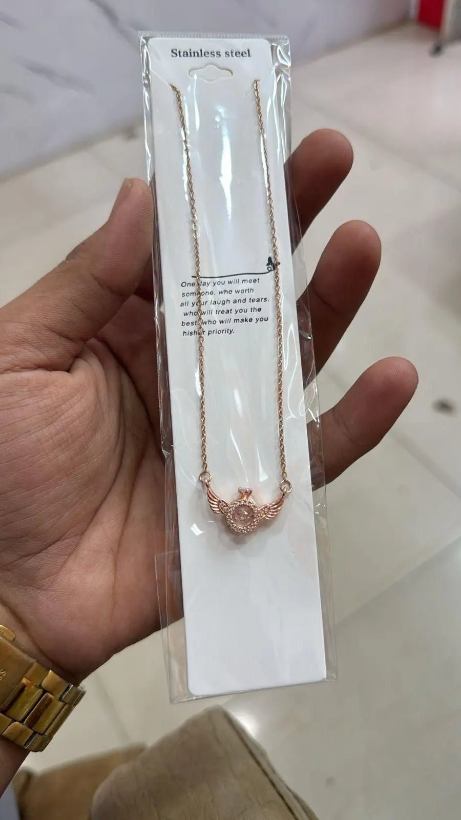 Rose Gold Angel Wings Pendant Chain - ZYNOCRUZE